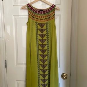 Bright Green Geometric Sheer Maxi Dress Cover-Up